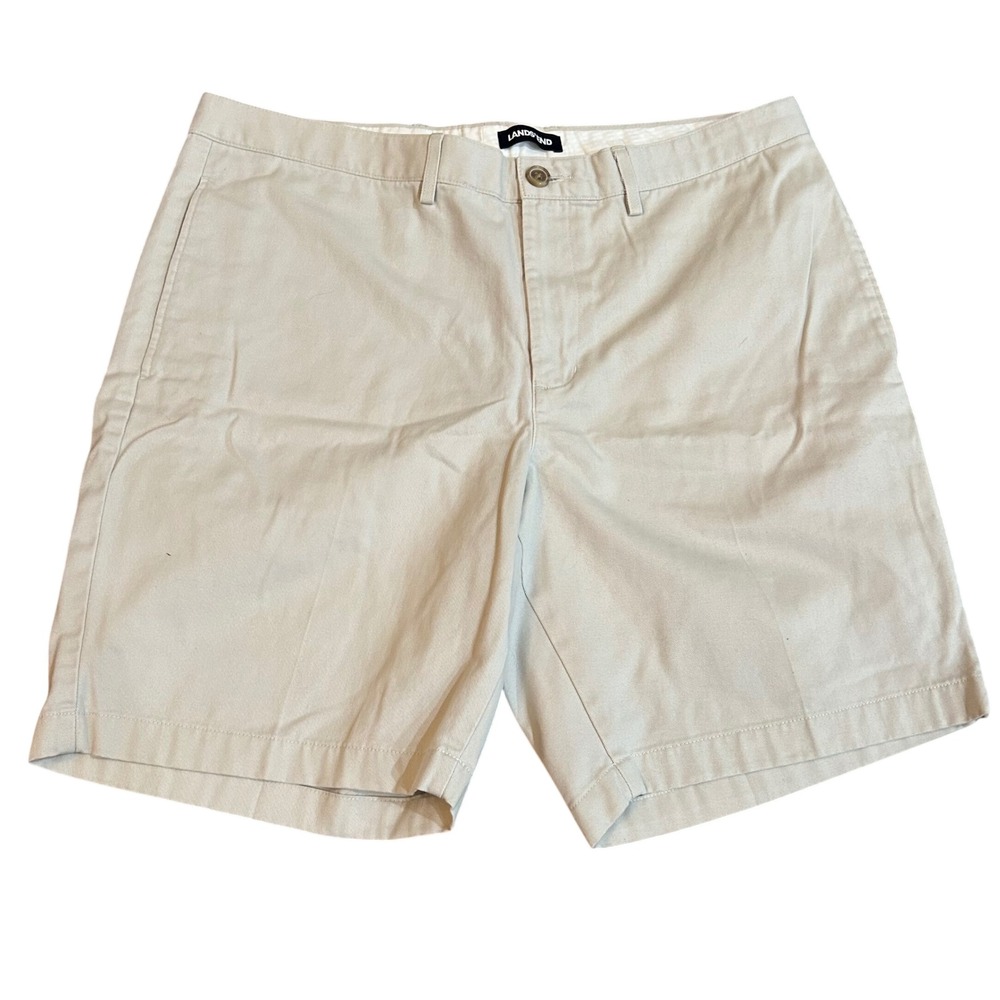 Lands' End Chino Shorts Mens Khaki Classic Fit 100% Cotton 37
